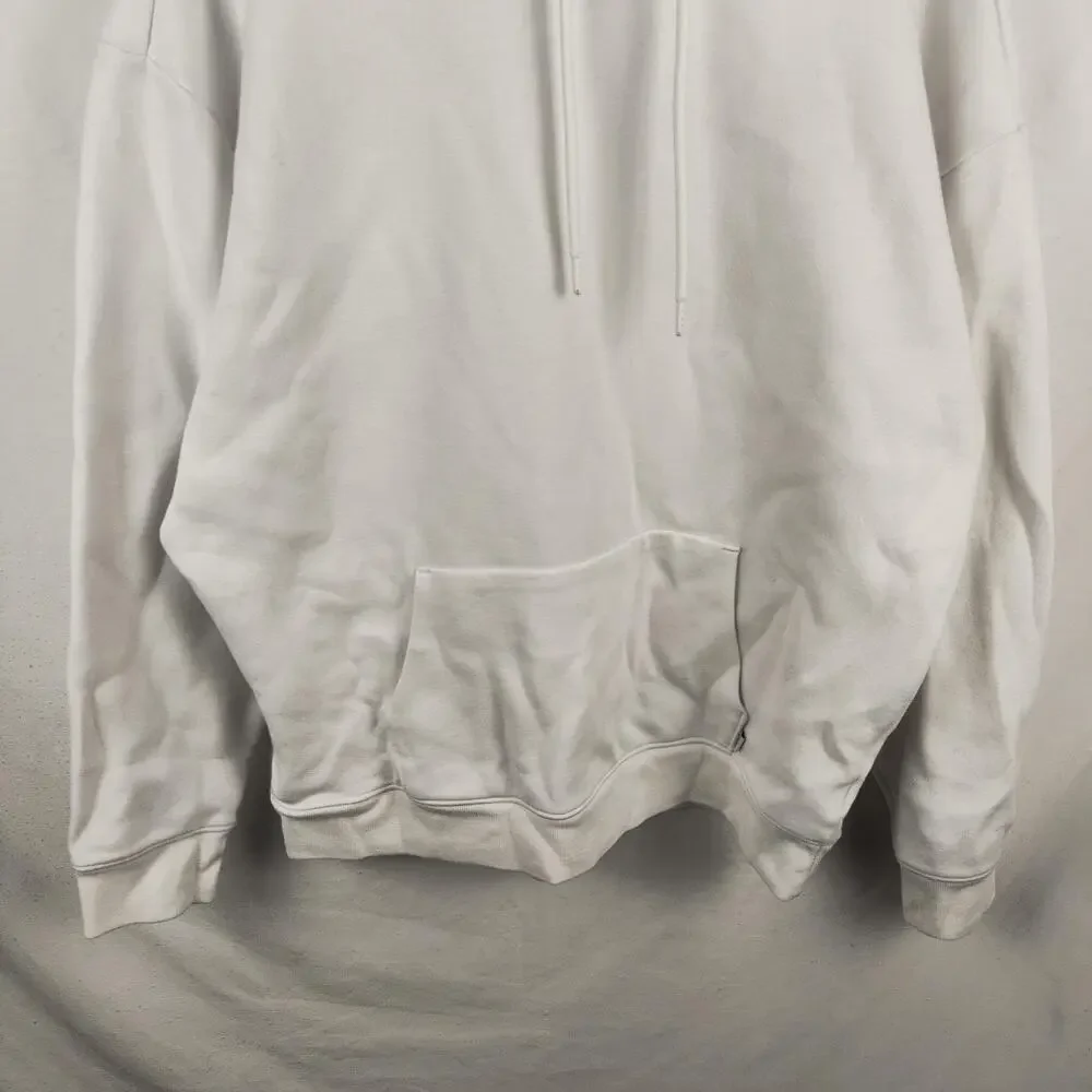 Hollister Hoodie Mens Large White Cooling Relaxed Fit Pullover Fleece Sweatshirt